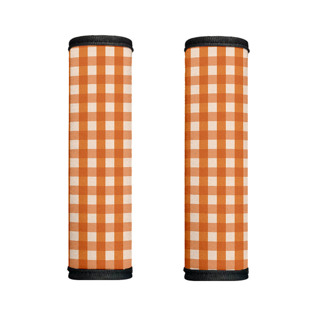 Burnt Orange And White Check Print Handle Covers