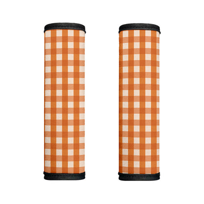 Burnt Orange And White Check Print Handle Covers