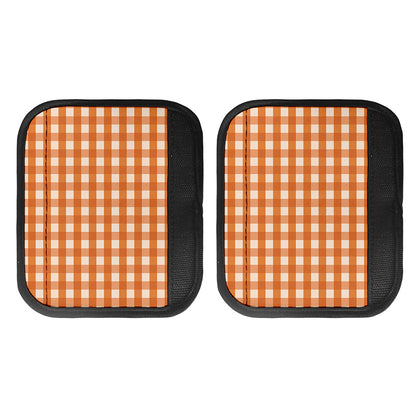 Burnt Orange And White Check Print Handle Covers