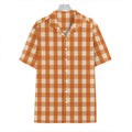 Burnt Orange And White Check Print Hawaiian Shirt