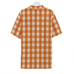 Burnt Orange And White Check Print Hawaiian Shirt