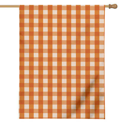 Burnt Orange And White Check Print House Flag