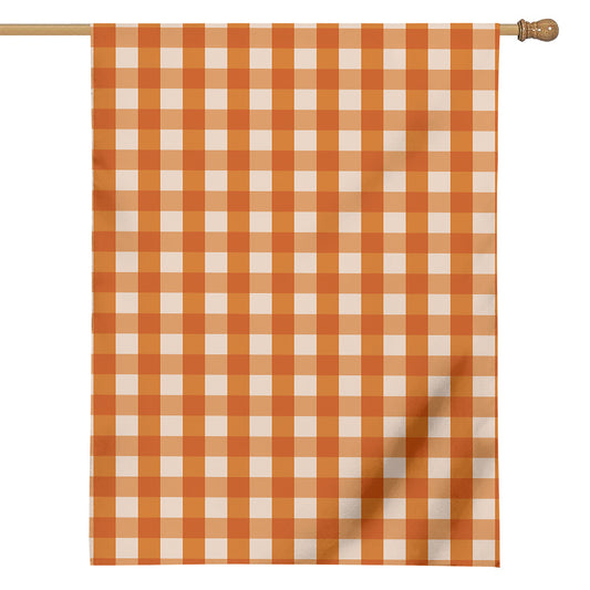 Burnt Orange And White Check Print House Flag