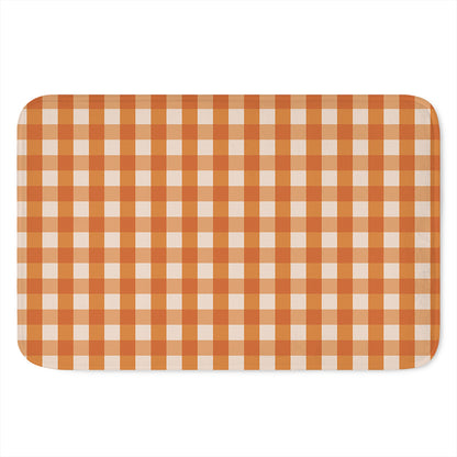 Burnt Orange And White Check Print Indoor Door Mat