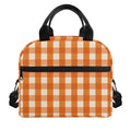 Burnt Orange And White Check Print Insulated Lunch Bag