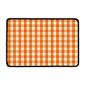 Burnt Orange And White Check Print Kitchen Mat