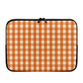 Burnt Orange And White Check Print Laptop Sleeve
