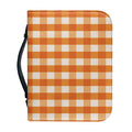 Burnt Orange And White Check Print Leather Bible Cover