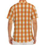 Burnt Orange And White Check Print Men's Deep V-Neck Shirt