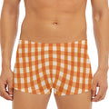 Burnt Orange And White Check Print Men's Short Boxer Briefs