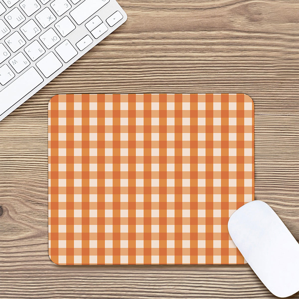 Burnt Orange And White Check Print Mouse Pad