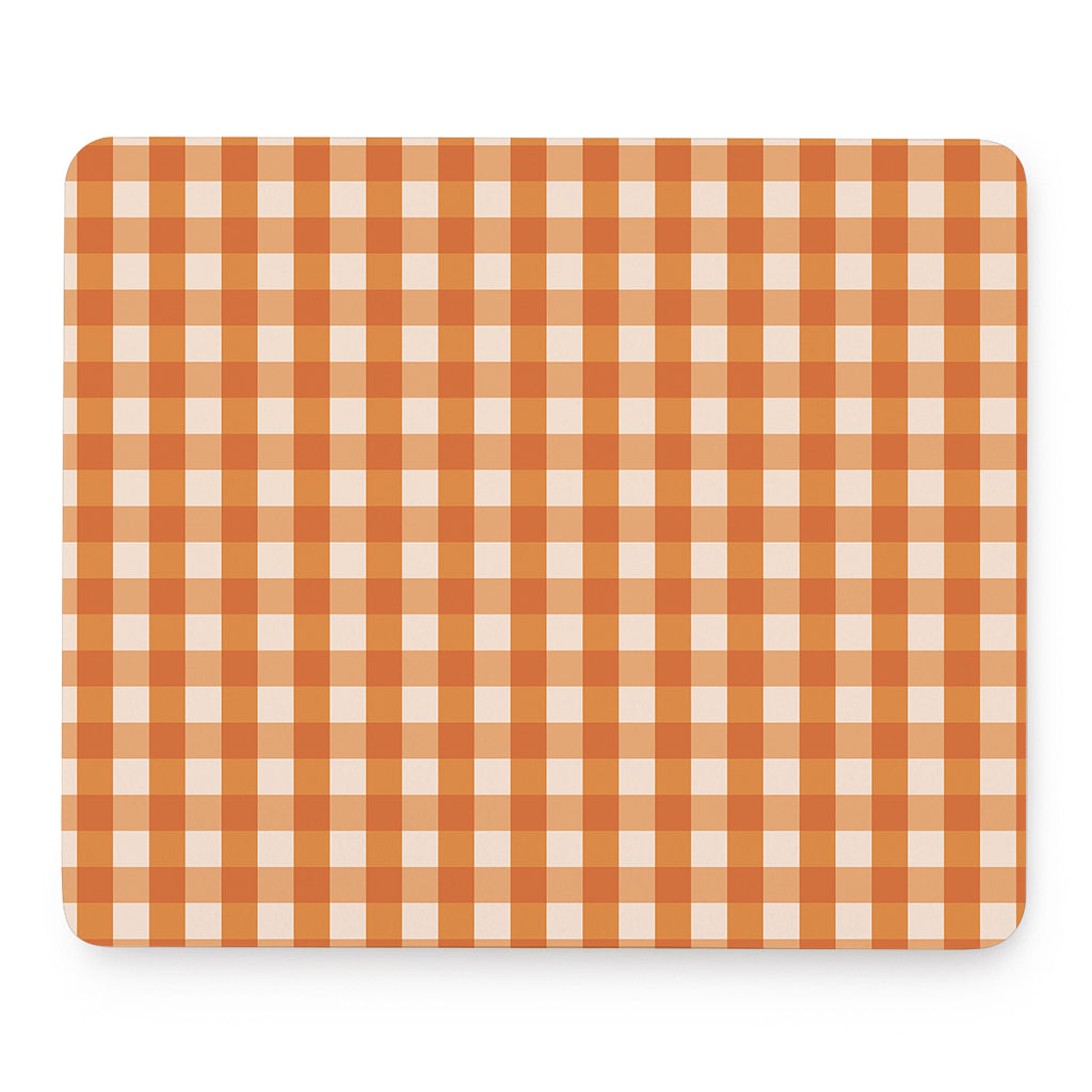 Burnt Orange And White Check Print Mouse Pad