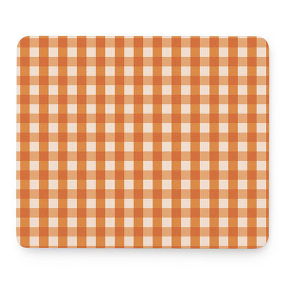 Burnt Orange And White Check Print Mouse Pad