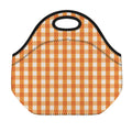 Burnt Orange And White Check Print Neoprene Lunch Bag