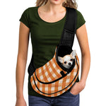 Burnt Orange And White Check Print Pet Sling Carrier