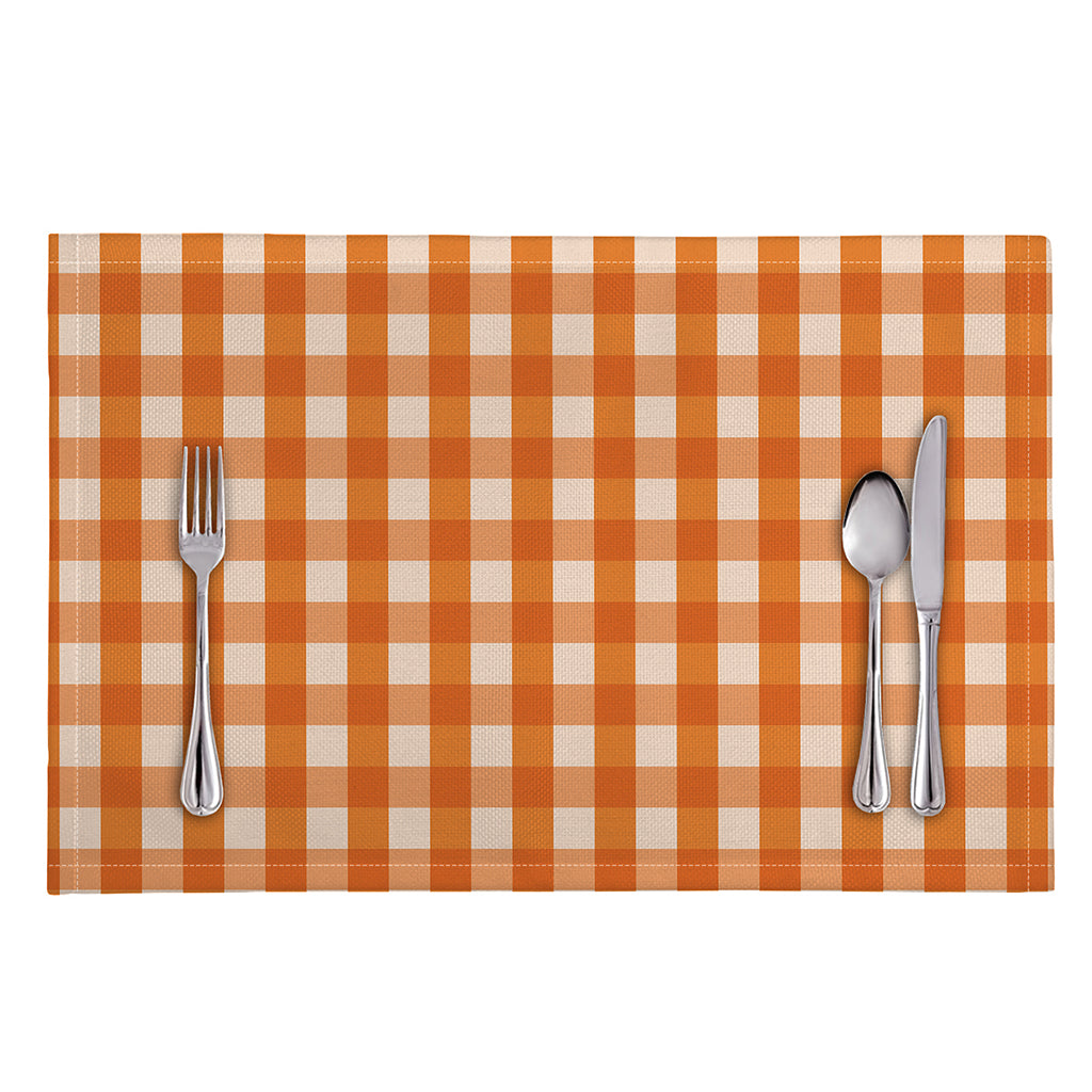 Burnt Orange And White Check Print Placemat