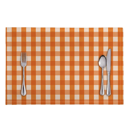 Burnt Orange And White Check Print Placemat