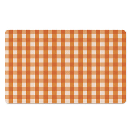 Burnt Orange And White Check Print Polyester Doormat