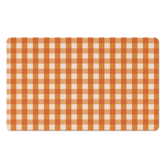 Burnt Orange And White Check Print Polyester Doormat