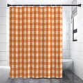 Burnt Orange And White Check Print Premium Shower Curtain