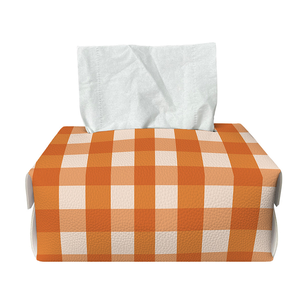Burnt Orange And White Check Print Rectangle Tissue Box Cover