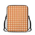 Burnt Orange And White Check Print Rectangular Crossbody Bag