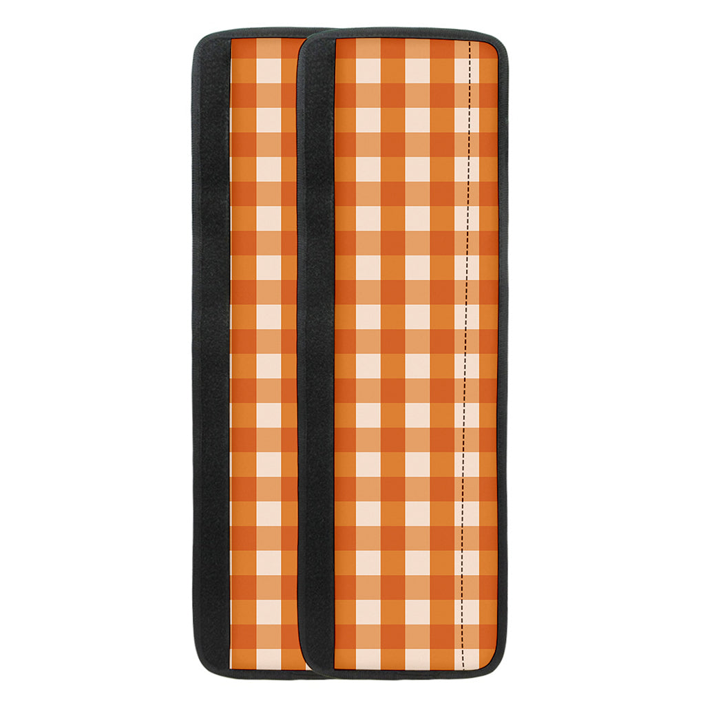 Burnt Orange And White Check Print Refrigerator Handle Covers