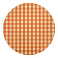 Burnt Orange And White Check Print Round Blanket