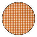 Burnt Orange And White Check Print Round Floor Mat