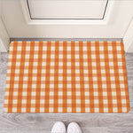 Burnt Orange And White Check Print Rubber Doormat