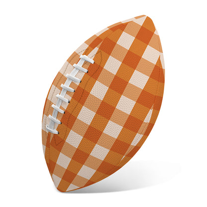 Burnt Orange And White Check Print Rugby Ball