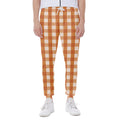 Burnt Orange And White Check Print Joggers