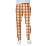 Burnt Orange And White Check Print Scuba Joggers