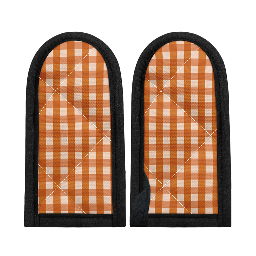 Burnt Orange And White Check Print Skillet Handle Cover