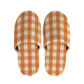 Burnt Orange And White Check Print Slippers