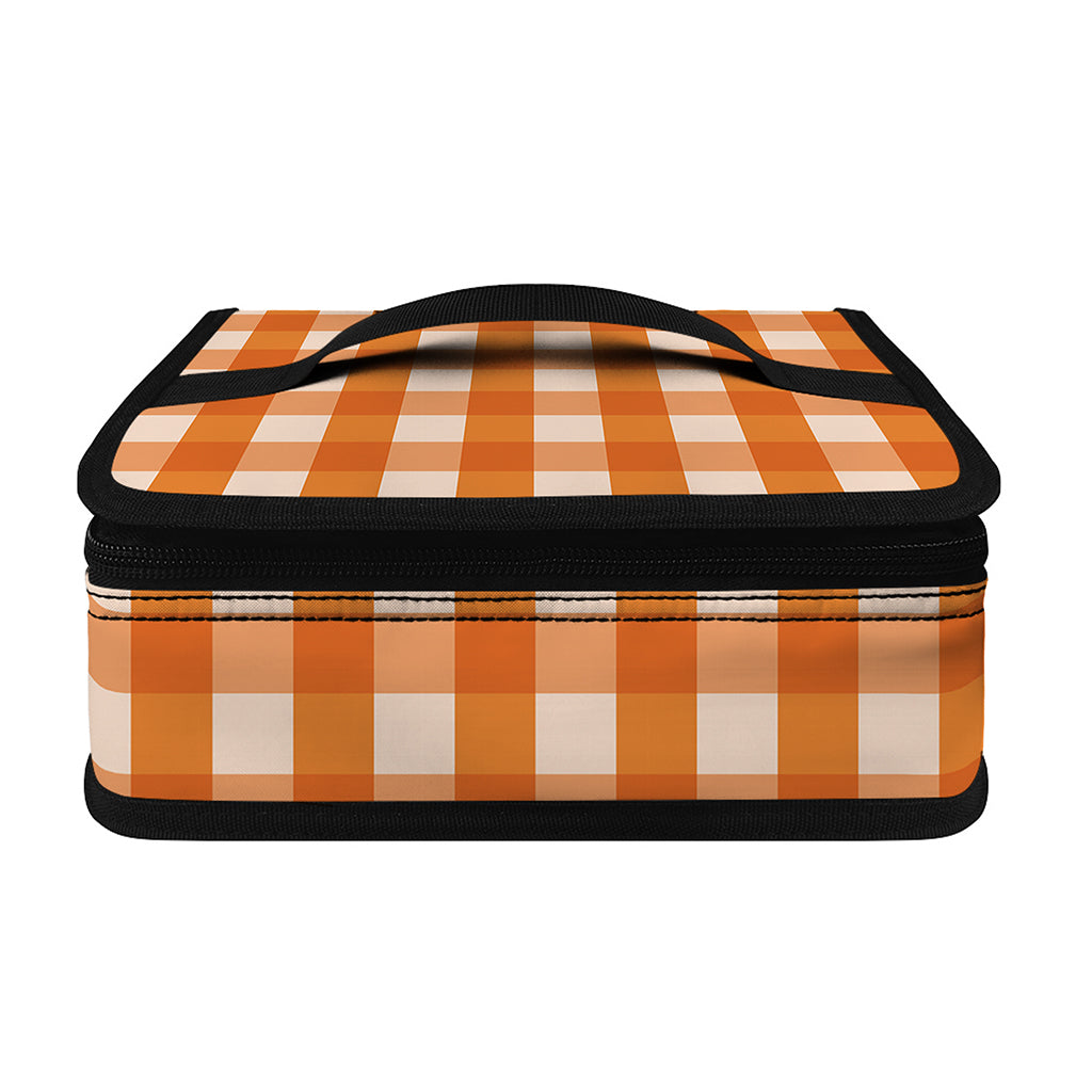 Burnt Orange And White Check Print Small Lunch Bag