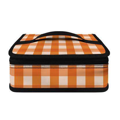 Burnt Orange And White Check Print Small Lunch Bag