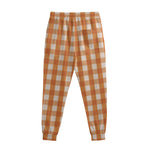Burnt Orange And White Check Print Sweatpants