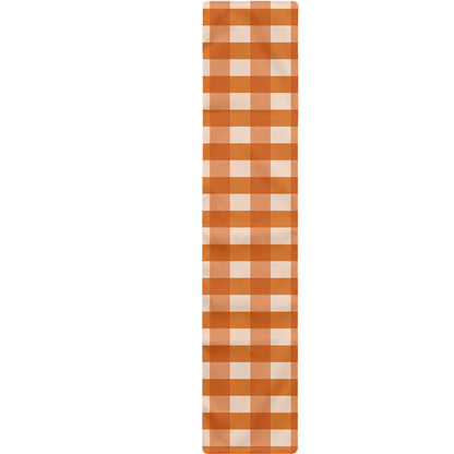 Burnt Orange And White Check Print Table Runner