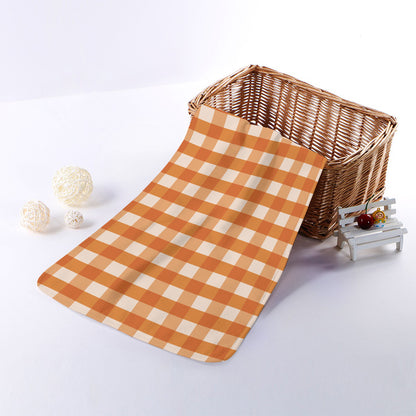 Burnt Orange And White Check Print Towel