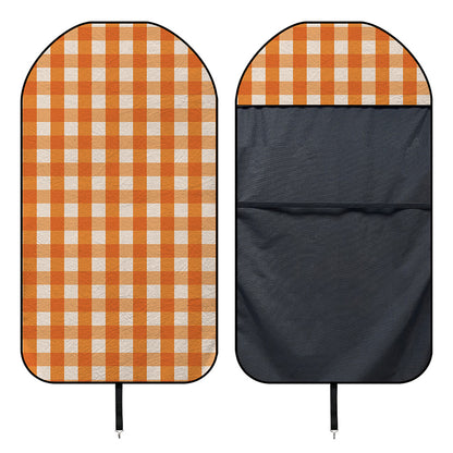 Burnt Orange And White Check Print Waterproof Car Seat Cover