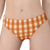 Burnt Orange And White Check Print Women's Panties