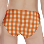 Burnt Orange And White Check Print Women's Panties