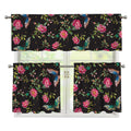 Butterfly And Flower Pattern Print 3 Piece Kitchen Curtains