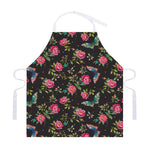 Butterfly And Flower Pattern Print Adjustable Apron