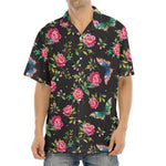 Butterfly And Flower Pattern Print Aloha Shirt