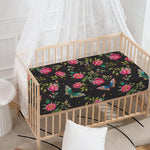 Butterfly And Flower Pattern Print Baby Crib Sheet