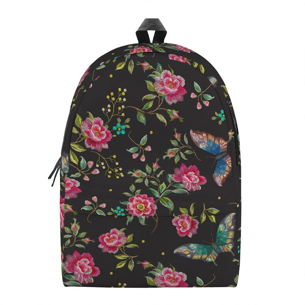 Butterfly And Flower Pattern Print Backpack