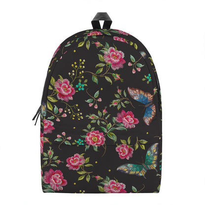 Butterfly And Flower Pattern Print Backpack