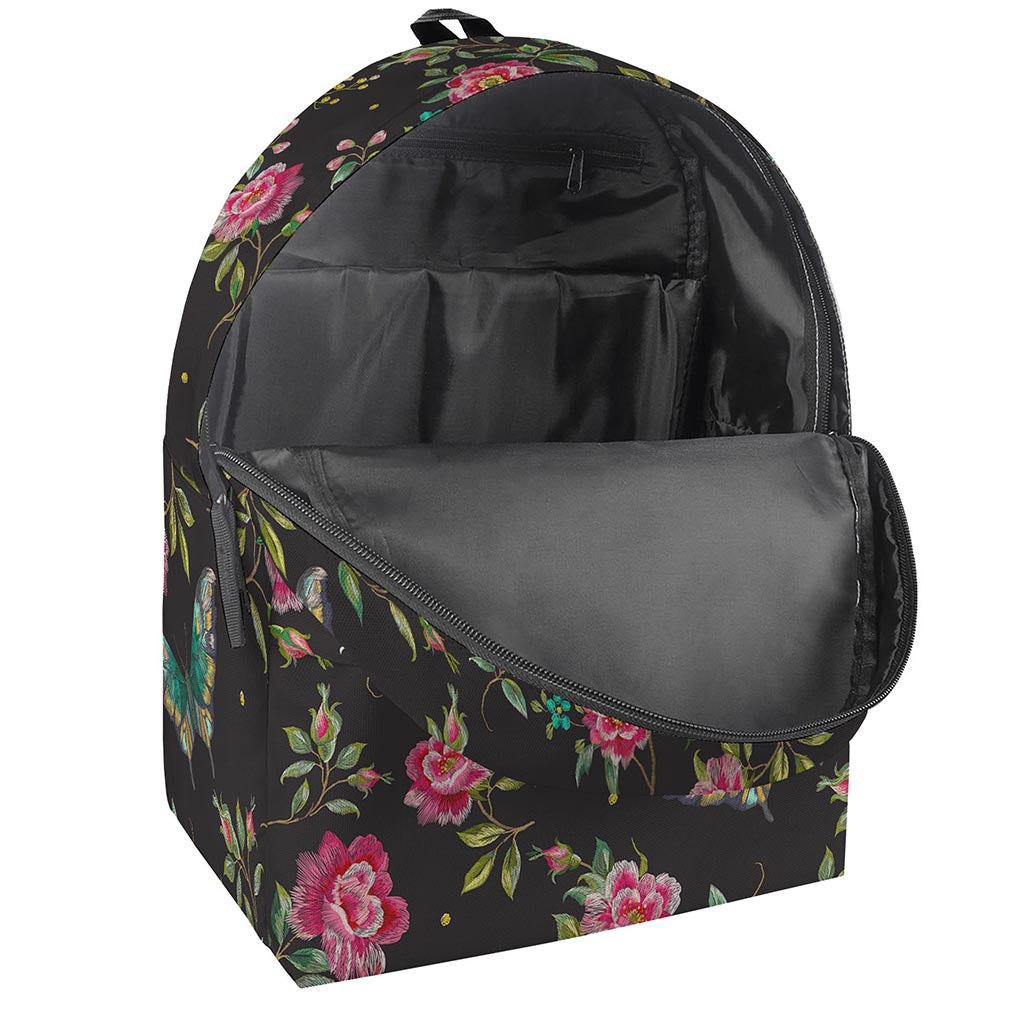 Butterfly And Flower Pattern Print Backpack